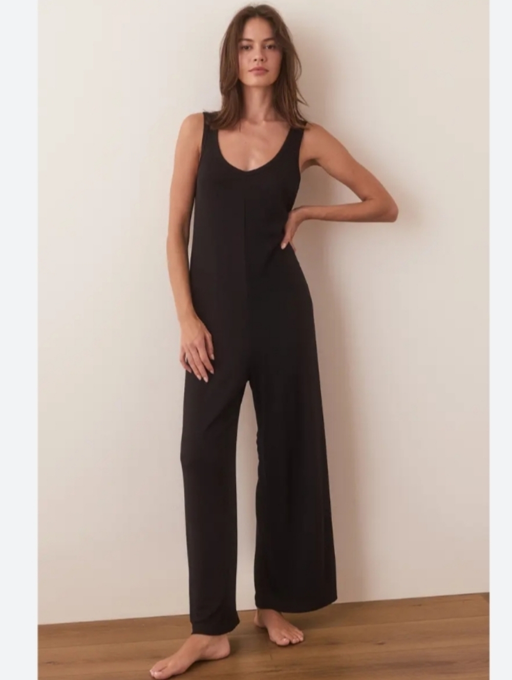 Marine Layer Lexi Rib Lounge Jumpsuit In Black XL NWT